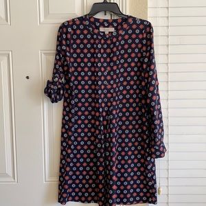 Loft small navy flowered dress